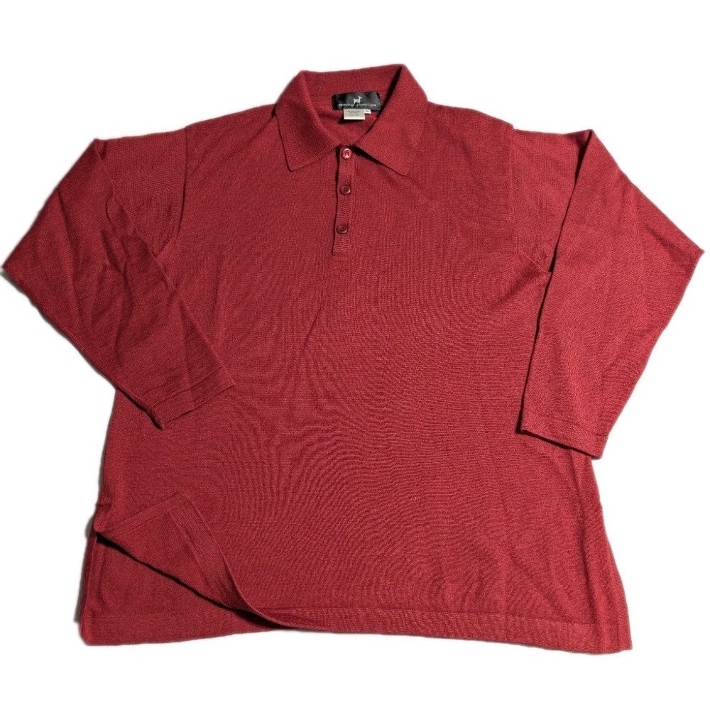 Peruvian Connection Alpaca Wool Polo Sweater‎ Mens L Red Long Sleeve Knit